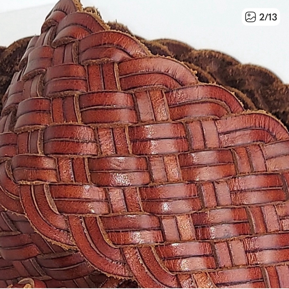 Express Brown Woven Leather Braided Belt - Picture 2 of 13